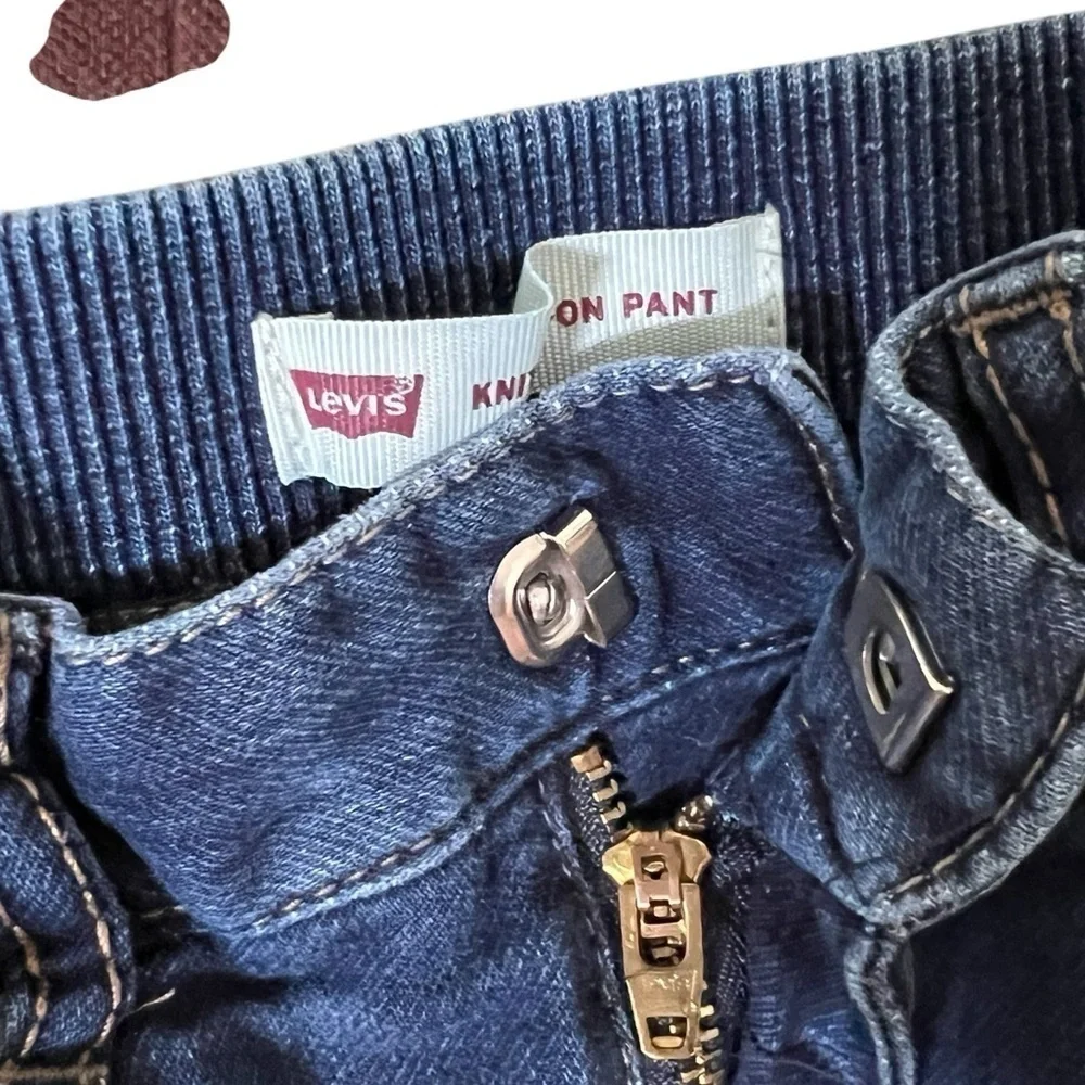 3 item set - Striped Polo Onesie, Reddish brown corduroy pants, Levi’s blue pant